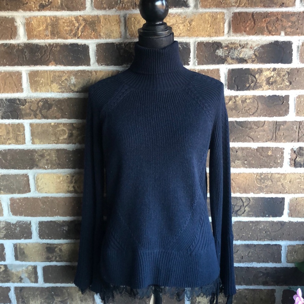 Banana Republic x Olivia Palermo Blue Lace Trim Sweater - Picture 6 of 14